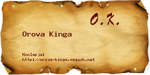 Orova Kinga névjegykártya